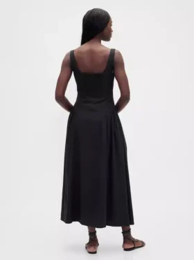 Robe longue froncée