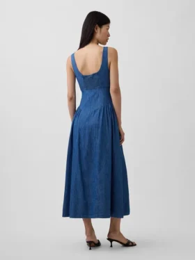 Robe longue froncée