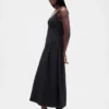 Robe longue froncée