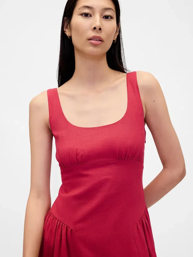 Robe longue froncée