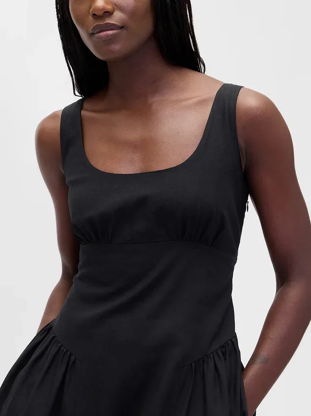 Robe longue froncée