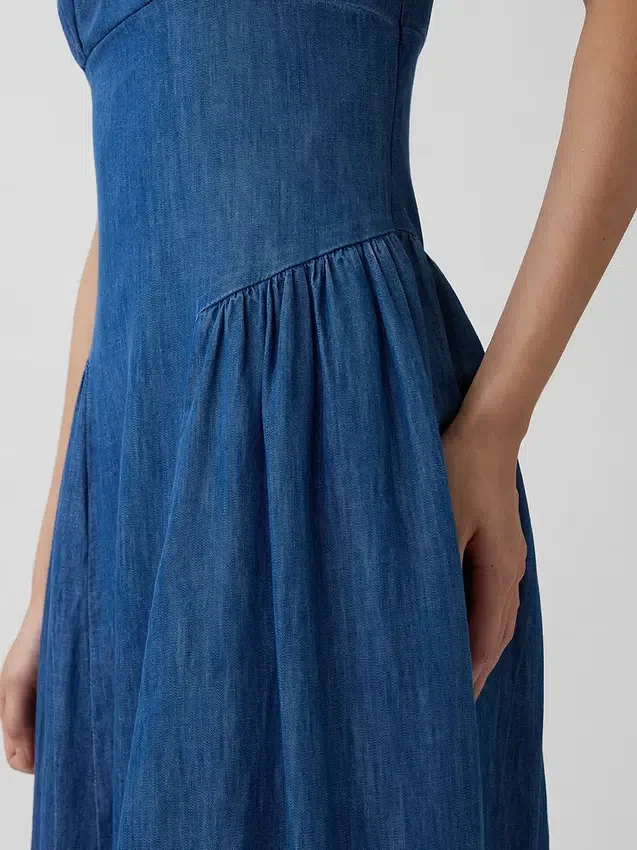 Robe longue froncée