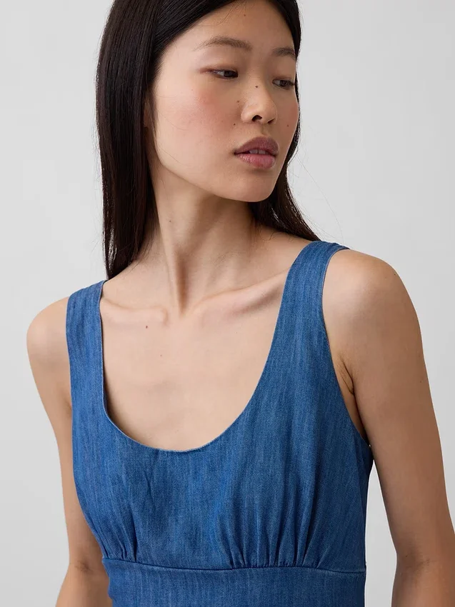 Robe longue froncée