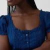 Robe longue à manches bouffantes brodées