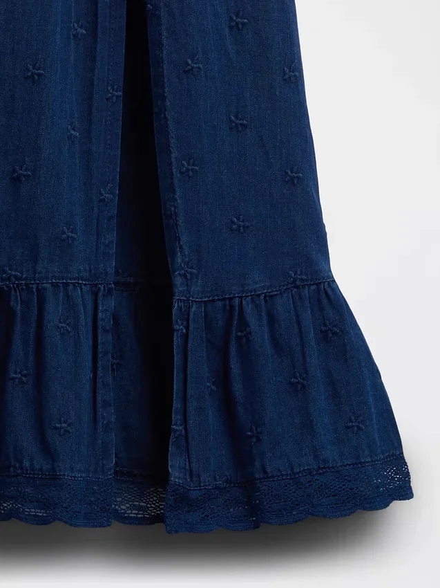 Robe longue à manches bouffantes brodées