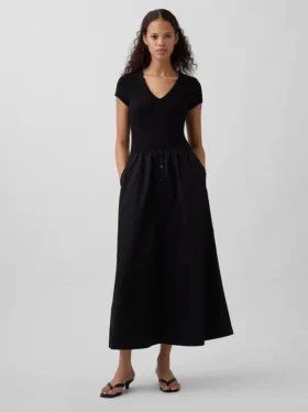 Robe longue moderne en mélange de matières