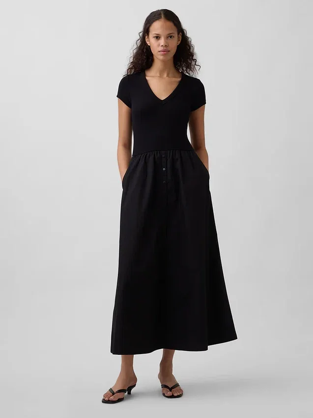 Robe longue moderne en mélange de matières