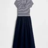 Robe longue moderne en mélange de matières
