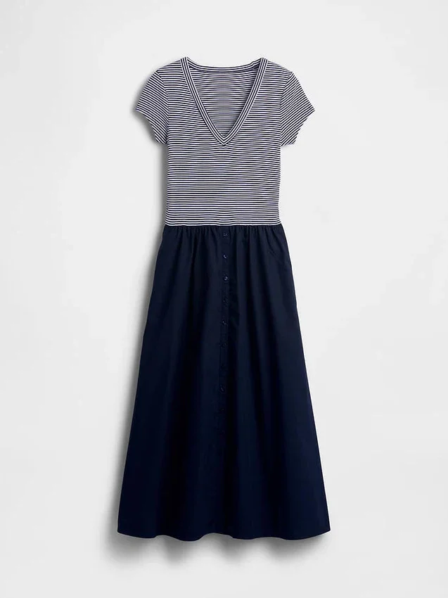 Robe longue moderne en mélange de matières