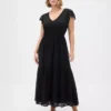 Robe longue moderne à volants en mélange de matières