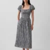 Robe longue à taille basse en mélange de lin