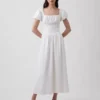 Robe longue à taille basse en mélange de lin
