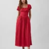 Robe longue à taille basse en mélange de lin
