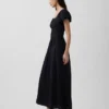 Robe longue à taille basse en mélange de lin