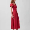 Robe longue à taille basse en mélange de lin