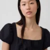 Robe longue à taille basse en mélange de lin