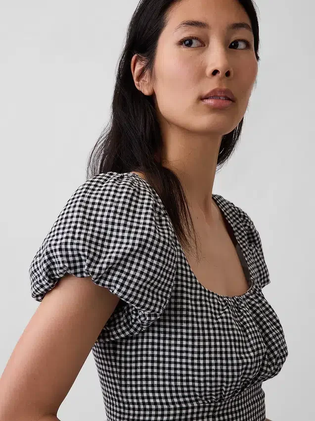 Robe longue à taille basse en mélange de lin
