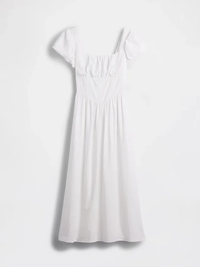 Robe longue à taille basse en mélange de lin