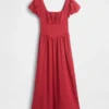 Robe longue à taille basse en mélange de lin