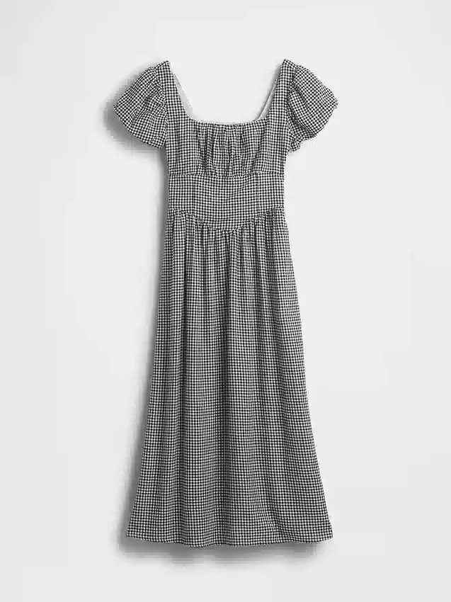 Robe longue à taille basse en mélange de lin