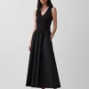 Robe longue à taille basse en mélange de matières