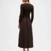 Robe longue à taille basse en mélange de matières