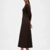Robe longue à taille basse en mélange de matières