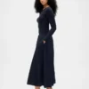 Robe longue à taille basse en mélange de matières