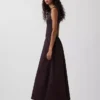 Robe longue à taille basse en mélange de matières