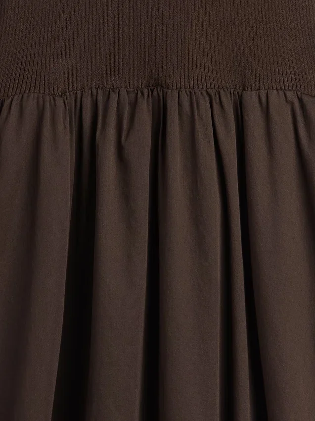 Robe longue à taille basse en mélange de matières