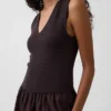 Robe longue à taille basse en mélange de matières