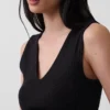 Robe longue à taille basse en mélange de matières
