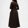 Robe longue à taille basse en mélange de matières