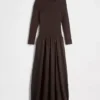 Robe longue à taille basse en mélange de matières
