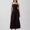 Robe longue taille basse en popeline