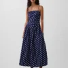 Robe longue taille basse en popeline