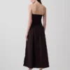 Robe longue taille basse en popeline