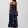 Robe longue taille basse en popeline