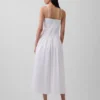 Robe longue taille basse en popeline