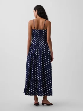 Robe longue taille basse en popeline