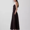 Robe longue taille basse en popeline