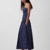 Robe longue taille basse en popeline