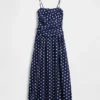 Robe longue taille basse en popeline