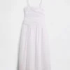 Robe longue taille basse en popeline