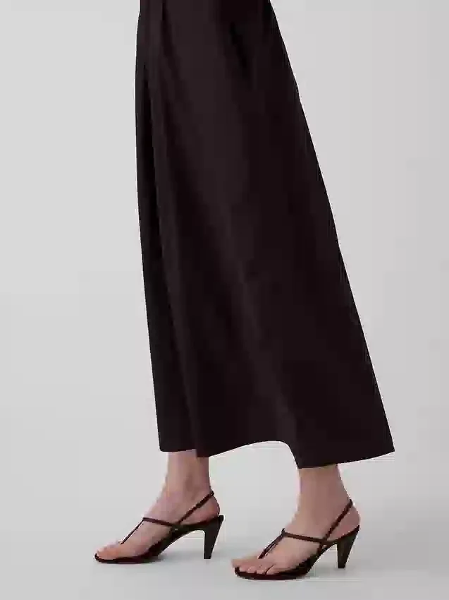 Robe longue taille basse en popeline