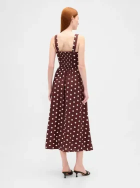Robe longue à taille basse et coutures apparentes