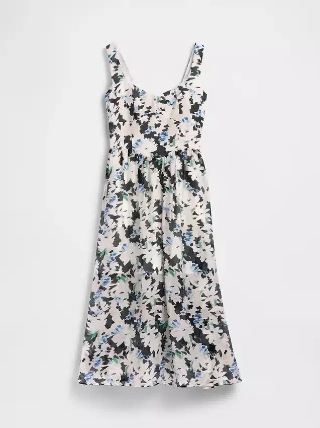 Robe longue à taille basse et coutures apparentes