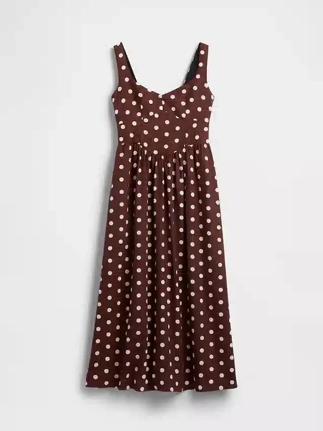 Robe longue à taille basse et coutures apparentes
