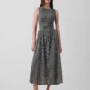 Robe longue à taille basse smockée en vichy