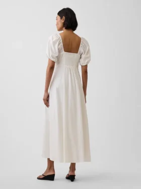 Robe longue à taille empire en mélange de lin